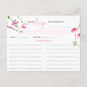 レシピカーフェミニンドピンクワイルドフラワーブライダルシャワー ポストカード (正面)