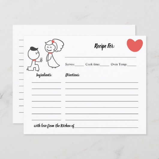 レシピカ結婚ード対ブライダルシャワー (正面/裏面)