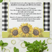 レシピキープサクサンフラワーフローラ白黒プレイド キッチンタオル (折り畳み)