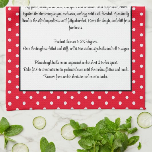 レシピキープサクシュガークッキー赤いハート水玉模様 キッチンタオル (折り畳み)