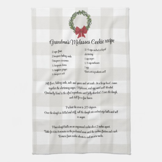 レシピキープサクリスマスククッキー赤い緑のプライド キッチンタオル (縦)