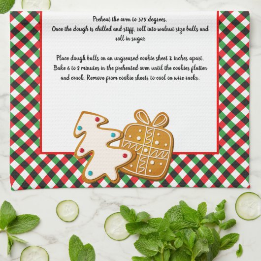 レシピキープサクリスマスククッキー赤い緑のプライド キッチンタオル (折り畳み)