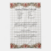 レシピキープサケクリスマスクッキーグレーブファロープレイド キッチンタオル (縦)