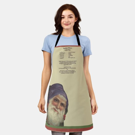 レシピキープサケヴィンテージサンタクロース エプロン (着用した状態)