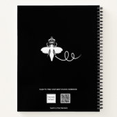 レシピクイーンビーキッチン調理師名白黒 ノートブック (裏面)