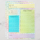 レシピクックブックインサートパかわいらしステル (正面/裏面)