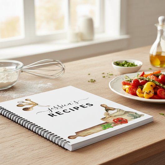レシピクックブックウォーターカラーモノグラムキッチン ノートブック