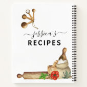 レシピクックブックウォーターカラーモノグラムキッチン ノートブック (裏面)