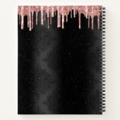 レシピクックブックカップケーキバラ金ゴールドグリッターオンブラック ノートブック (裏面)