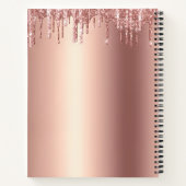 レシピクックブックカップケーキバラ金ゴールド銅グリッター ノートブック (裏面)