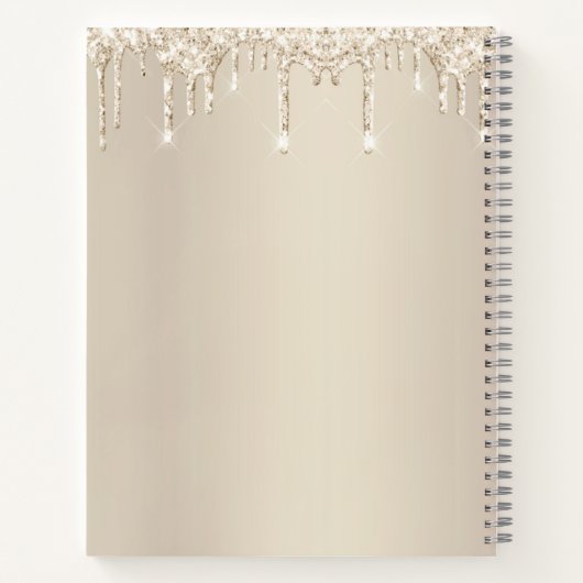 レシピクックブックカップケーキベーカリー金ゴールドグリッタードリップ ノートブック (裏面)