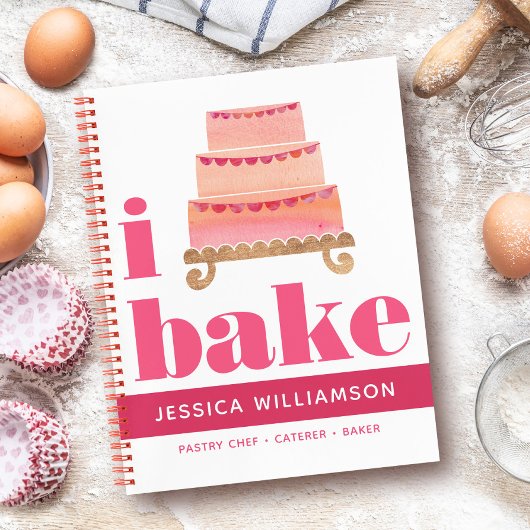 レシピクックブックケーキピンクオレンジ金ゴールド焼モダンき ノートブック