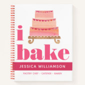 レシピクックブックケーキピンクオレンジ金ゴールド焼モダンき ノートブック (正面)