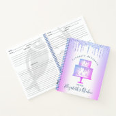 レシピクックブックケーキベーカリーパープルグリッタードリップ ノートブック (内部)