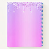 レシピクックブックケーキベーカリーパープルグリッタードリップ ノートブック (裏面)