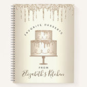 レシピクックブックケーキ金ゴールドグリッタードリップベーカリーシェフ ノートブック (正面)