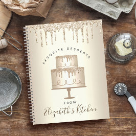 レシピクックブックケーキ金ゴールドグリッタードリップベーカリーシェフ ノートブック