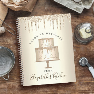 レシピクックブックケーキ金ゴールドグリッタードリップベーカリーシェフ ノートブック