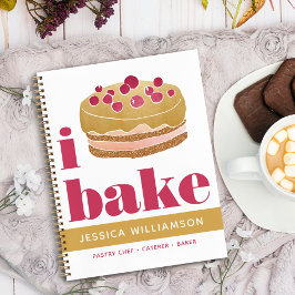 レシピクックブックケーキ金ゴールドバーガンディーレッドベイクモダンク ノートブック