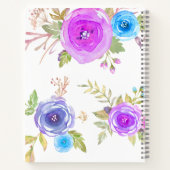 レシピクックブックシックなブルーパープルフローラ水色 ノートブック (裏面)