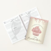 レシピクックブックピンクグリッターカップケーキベーカリー金ゴールド ノートブック (内部)