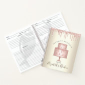 レシピクックブックピンクケーキベーカリーグリッタードリップ金ゴールド ノートブック (内部)