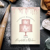 レシピクックブックピンクケーキベーカリーグリッタードリップ金ゴールド ノートブック