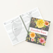 レシピクックブックピンク黄色フローラ水色グレー ノートブック (内部)