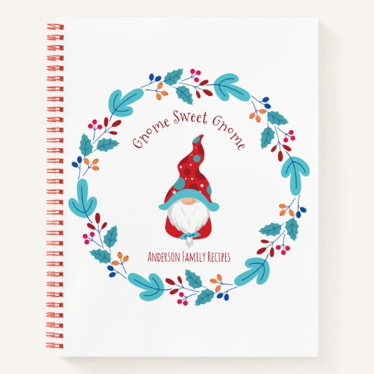 レシピクックブックホリデー格言フローラモダンリース ノートブック (正面)
