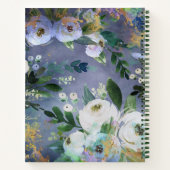 レシピクックブックヴィンテージブルーフローラ水色 ノートブック (裏面)