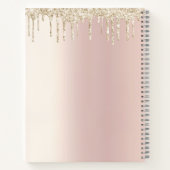 レシピクックブック金ゴールドグリッターカップケーキベーカリーピンク ノートブック (裏面)