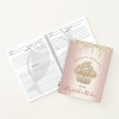 レシピクックブック金ゴールドグリッターカップケーキベーカリーピンク ノートブック (内部)