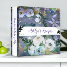 レシピクックブック青ヴィンテージフローラ水色