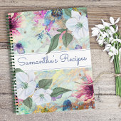 レシピクックブック、ヴィンテージアクアフローラ水彩 ノートブック