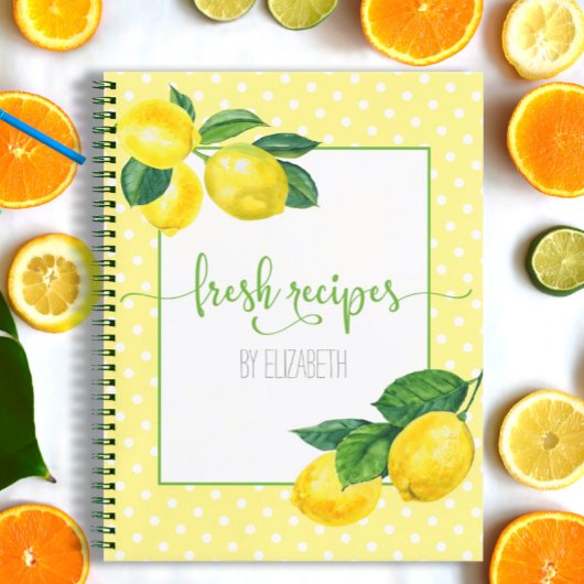 レシピクックブック、国レモンの水色、ドット ノートブック
