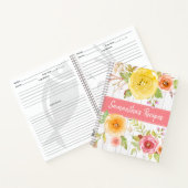 レシピクックブック、素朴な木の水彩フローラ ノートブック (内部)