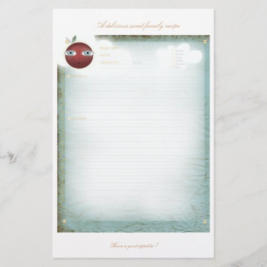 レシピシート料理キッチン印刷可能 便箋 (正面)