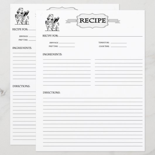 レシピシート (正面/裏面)