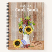 レシピス素朴キッチンヒマワリアウッドモノグラム ノートブック (正面)