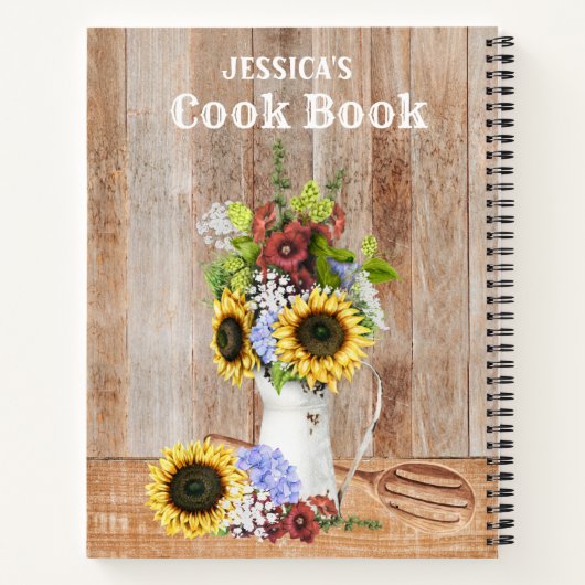 レシピス素朴キッチンヒマワリアウッドモノグラム ノートブック (裏面)