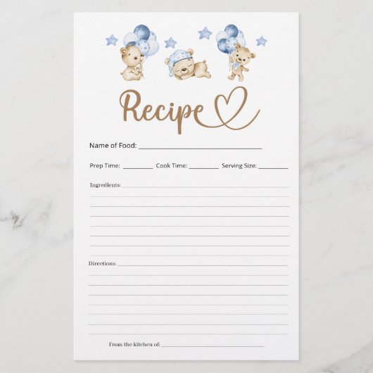 レシピテディベアボーイ赤ちゃんシャワー (正面)