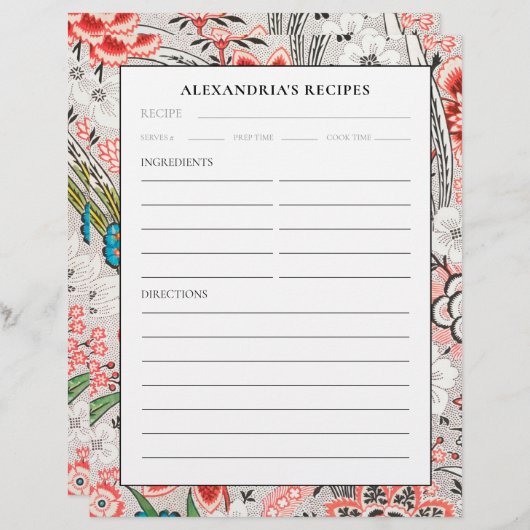 レシピバインダーページ |咲エレガントくフローラ (正面/裏面)