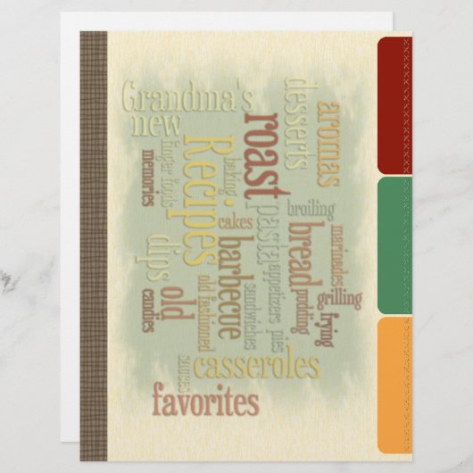 レシピバインダー用フェイクタブ付きレシピ分割線 (正面/裏面)