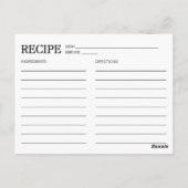 レシピパーソナライズされたカード（セラミックスルースターアート） ポストカード (裏面)