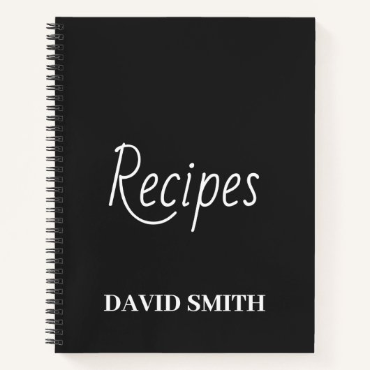 レシピパーソナライズされたジャーナル(白黒) ノートブック (正面)