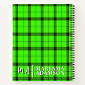 レシピパーソナライズされたブック。 | グリーンギンガムプレイド ノートブック (裏面)