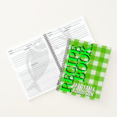 レシピパーソナライズされたブック。 | グリーンギンガムプレイド ノートブック (内部)