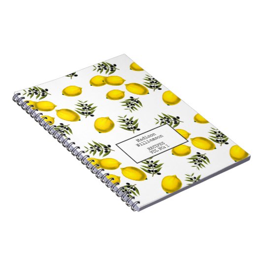 レシピパーソナライズされたレモンとオリーブパターン ノートブック (右側)