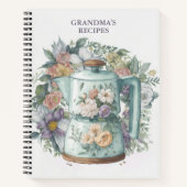 レシピパーソナライズされた水色フローラコーヒーメーカー ノートブック (正面)