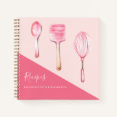 レシピピンクの台所用品の料理本 ノートブック (正面)